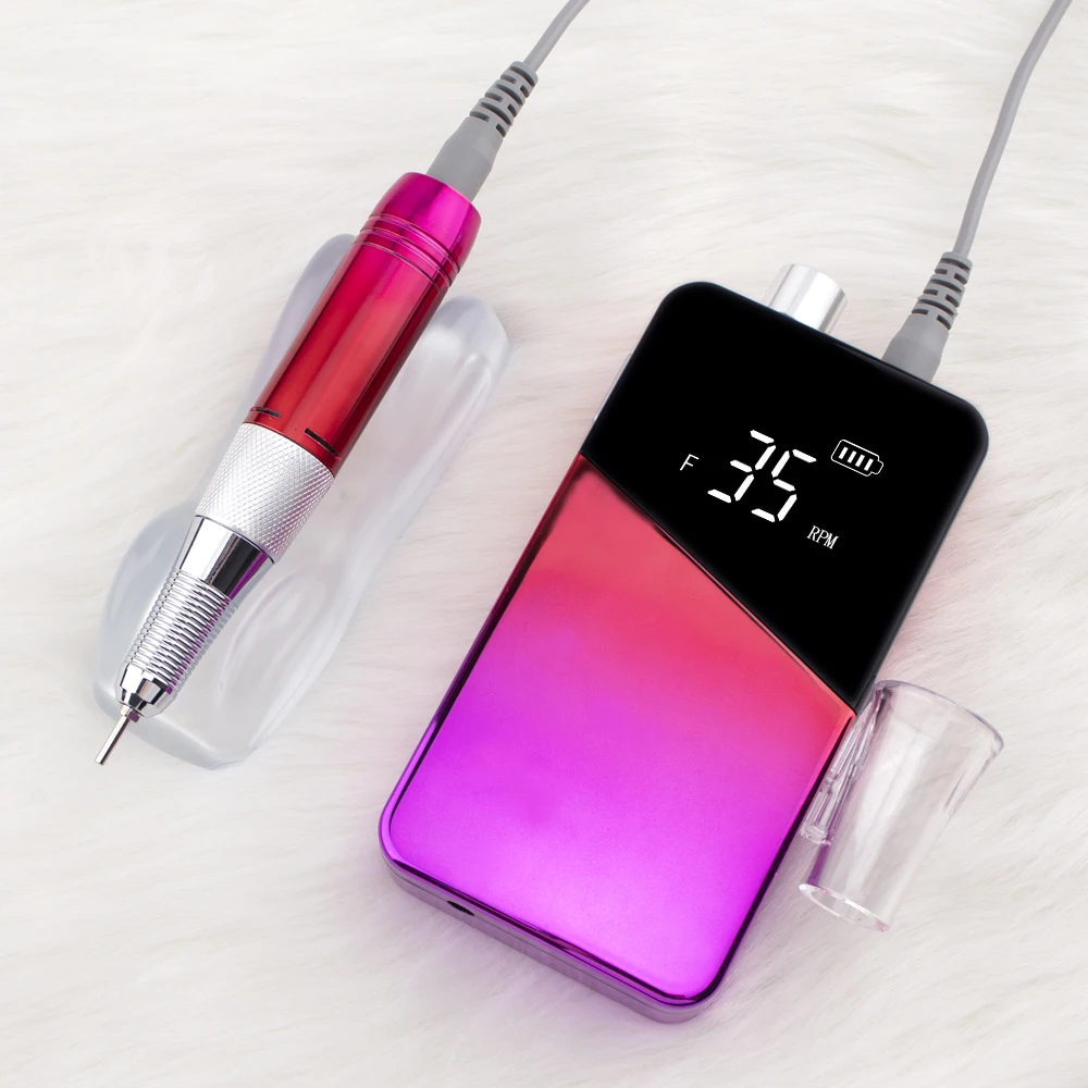 Lidar com Broca de Unhas Portátil sem Fio e Arquivo Conjunto da Máquina Broca do Unha Gradiente Recarregável Elétrico Manicure 35000rpm Cor