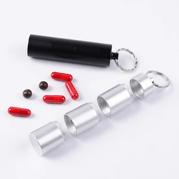 

1pcs Portable Waterproof Aluminum Pill Box Case Keychain Tablet Storage Box Bottle Container Health Care Medicine Organizer Box