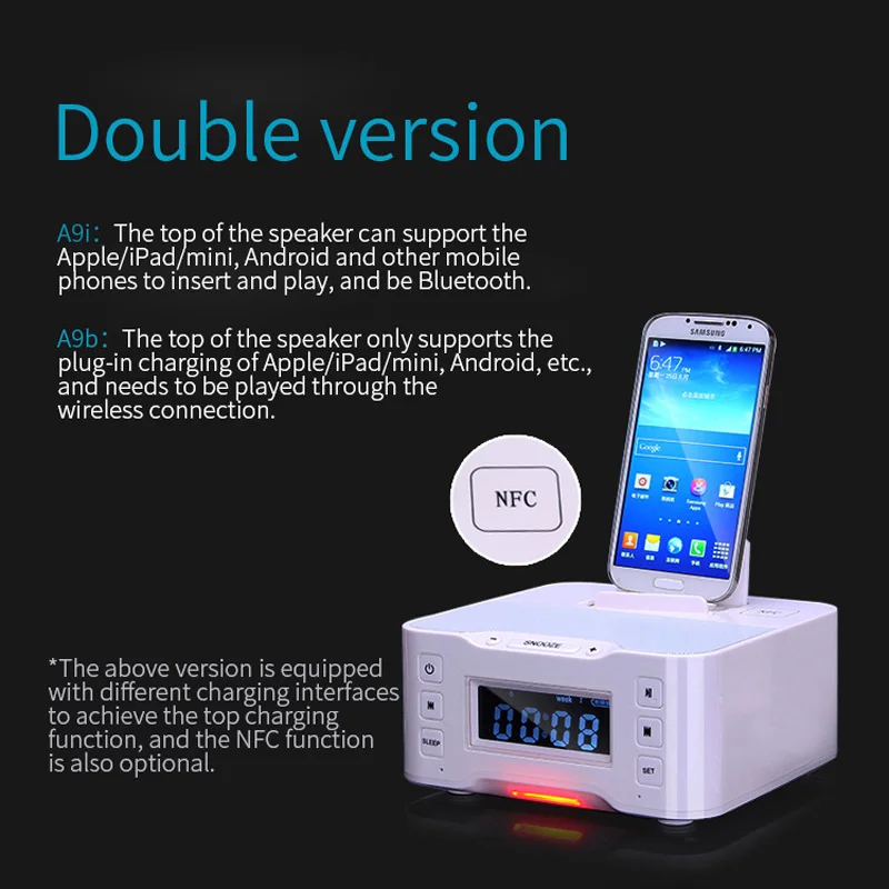 Bluetooth USB зарядная док-станция динамик с расширенным NFC FM радио Будильник для Iphone 6 7 8 X samsung Galaxy S6 S7 Note4