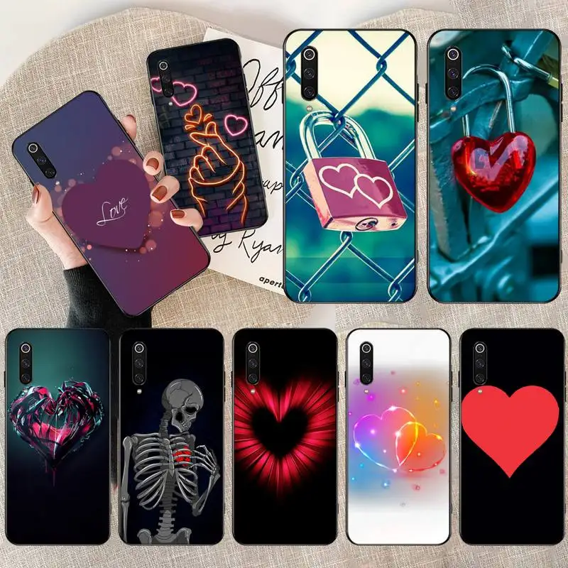 HPCHCJHM Love Heart Black TPU Soft Phone Case Cover for Xiaomi Mi9 9SE 8SE Pocophone F1 Mi8 Lite | Мобильные телефоны и