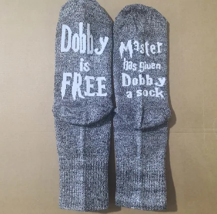 1 пара носков для женщин и мужчин с надписью «Master has given Dobby a Socks», Компрессионные носки, стильные забавные носки унисекс, пара Meias