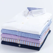 NIGRITY Мужская оксфордская рубашка, Летняя Повседневная рубашка с коротким рукавом, мягкая удобная облегающая стильная рубашка, мужские рубашки, плюс размер 38-44