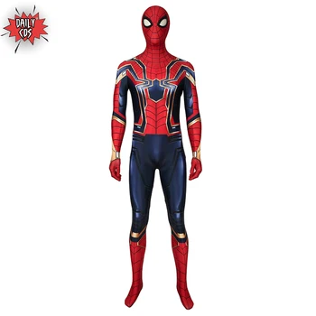 

Avengers Endgame Iron Spiderman Peter Parker Cosplay Costume Bodysuit Fancy Jumpsuit with Mask Adult Men