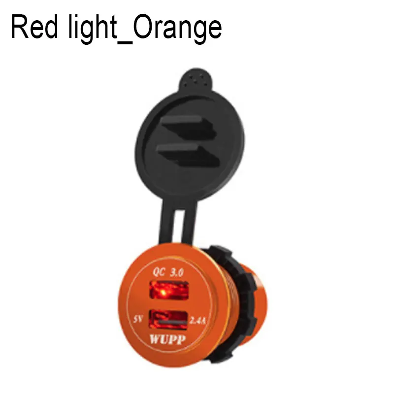Быстрое Автомобильное Зарядное устройство QC 3,0 Мощность адаптер Dual USB автомобиль DVR, DC 12 V-24 V сигарета зажигалка на электропитании 2 порта для iPhone и Android - Название цвета: Red light Orange