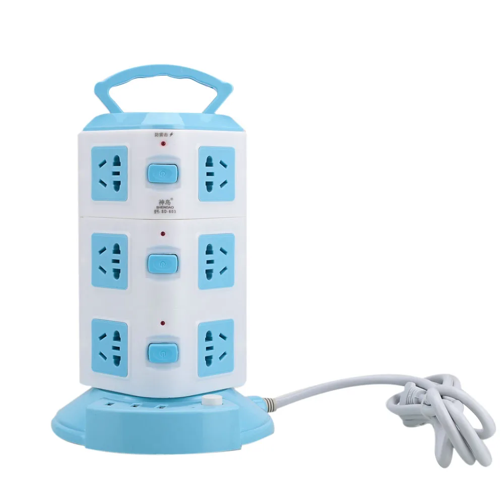 Прочный сетевой блок питания для офиса, универсальный, 220 В, USB, вертикальный, 6 футов, шнур, слот для общественных мест, блок питания, башня