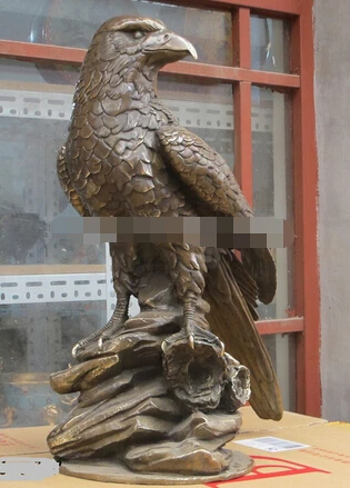 406+++ 2" Западная ХУДОЖЕСТВЕННАЯ статуя бронзовая красивая скульптура hawk eagle tercel Stand effigy