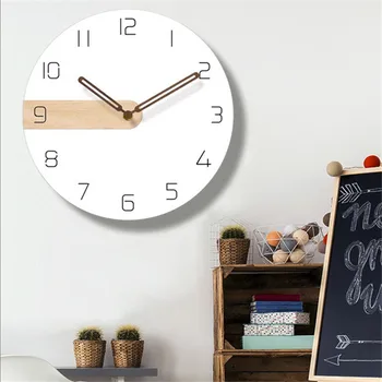 

Minimalist Acrylic Wall Clock Wood grain Pattern Solar Silent Movement Simple Reloj Pared Clocks Living Room Home Decor Nordic
