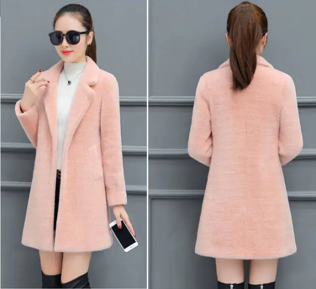 Теплое осенне-зимнее шерстяное пальто женское элегантное средней длины Новое корейское темпераментное женское популярное пальто утолщенное шерстяное пальто