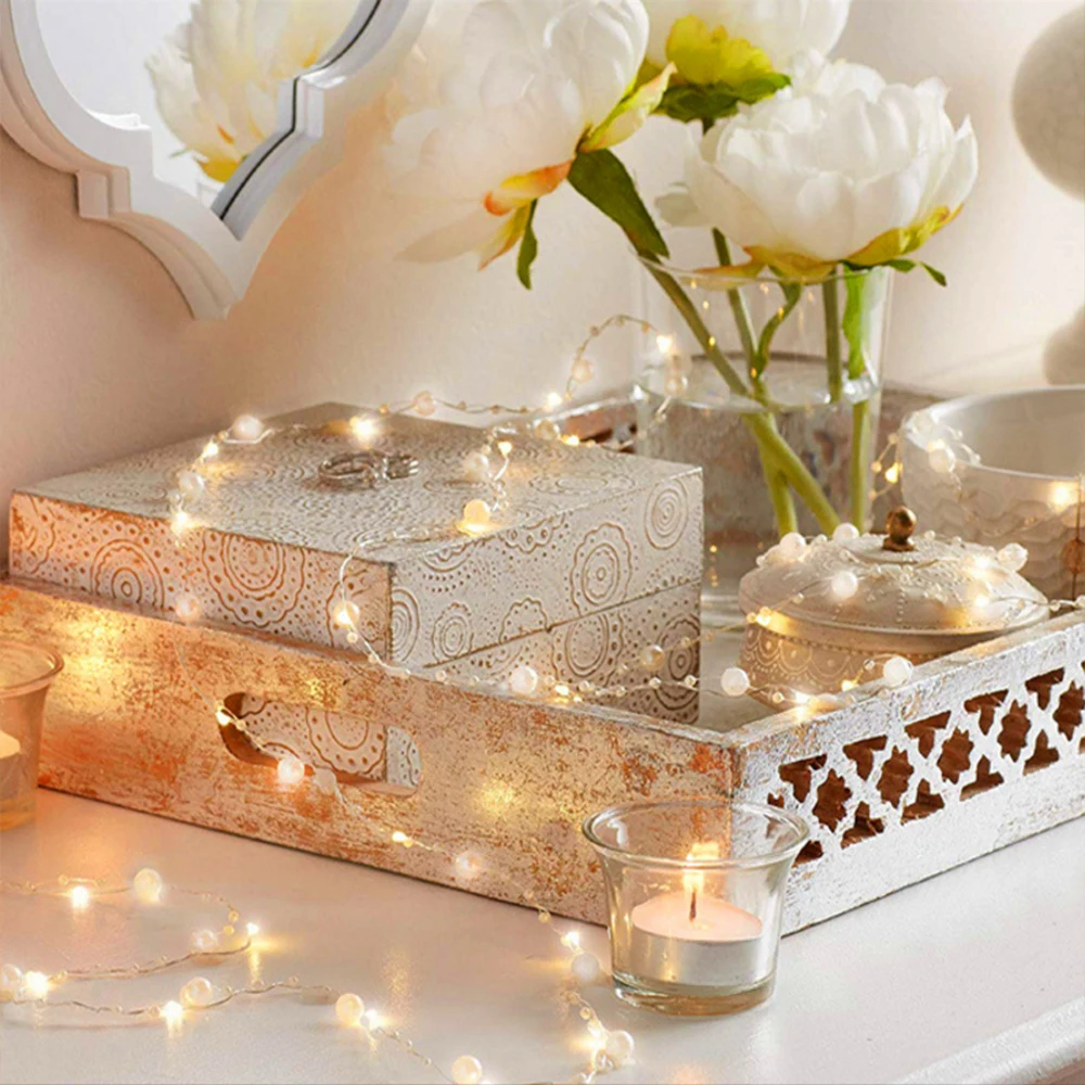 Светодиодный перламутровый светильник на батарейках 10 м 100 светодиодный