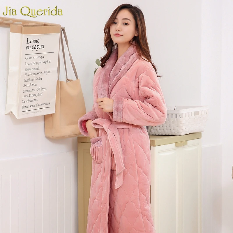 Элегантный халат женский теплый халат женский халат Розовая домашняя одежда Нижнее белье домашние зимние теплые вельветовые халаты кимоно