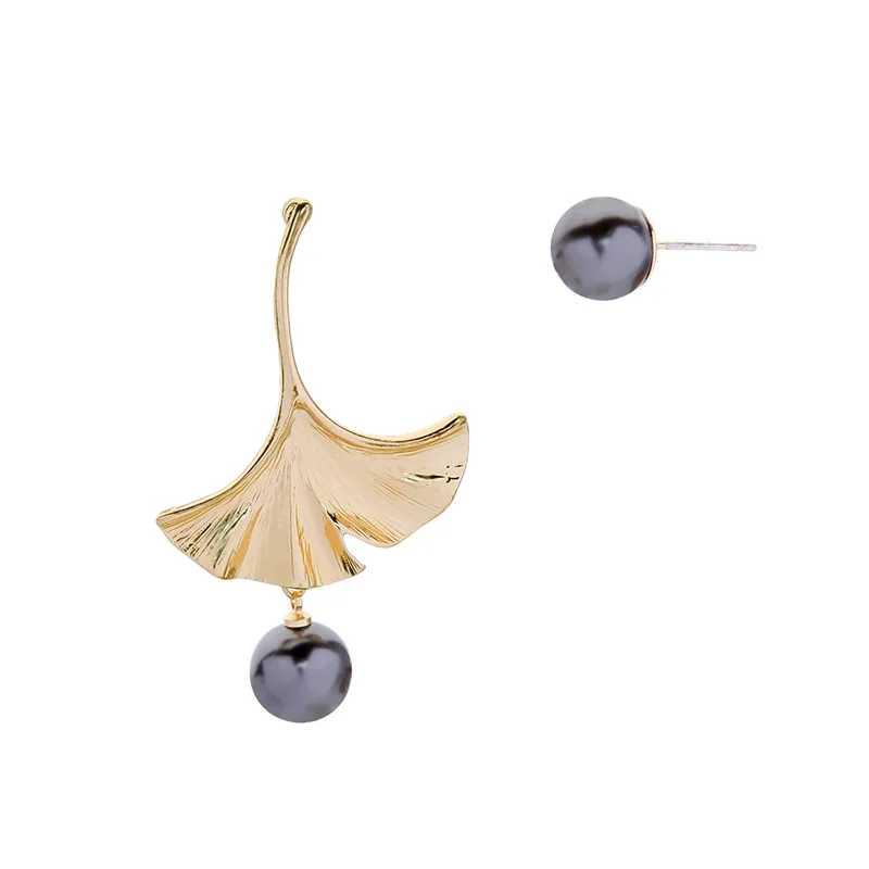 Серьги-клипсы с асимметричным жемчугом в виде листьев от aviar& Garden, женская Европейская и американская мода, Темперамент без ушей - Окраска металла: Stud earring