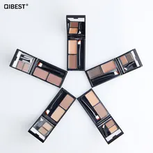 Qibest 2 цвета бровей порошок Крем Палитра косметический корректор для бровей водонепроницаемый макияж тени для век с щеткой Зеркало