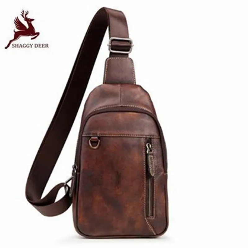 

Casual vintage genuine leather fashion chest bags personality outdoor oil waxed soft chest bags