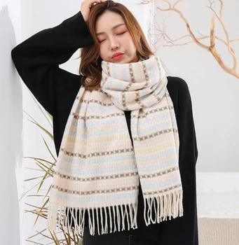 

2020 New Women Imitation cashmere vintage scarf, long plaid shawl warm scarf 2020-7
