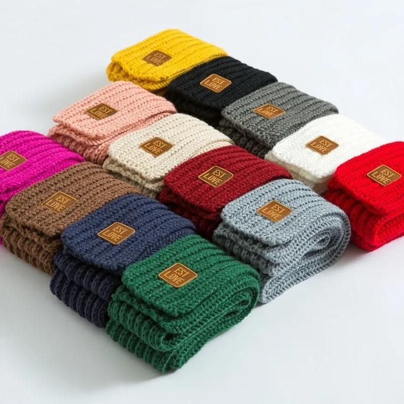 

2020 Fashion New Autumn and Winter Korean Knitted Children's Warm Scarf All-match Boy's Scarf Baby Girl's Solid Color Scarf