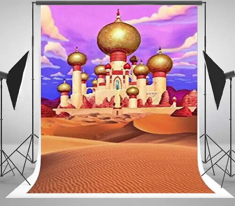 

Aladdin Arabian Arab Gold Mosque Palace Castle Desert Sand Birthday Party Backdrop Photography Backdrops Background Photography