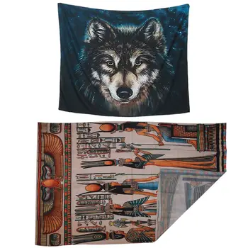 

Realistic Wolf Printed Wall Hanging Tapestry 51X60 Inches with Egyptian Decor Collection, Orange