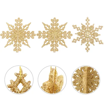 

24Pcs Plastic Golden Snowflakes Ornaments for Christmas Tree Decoration