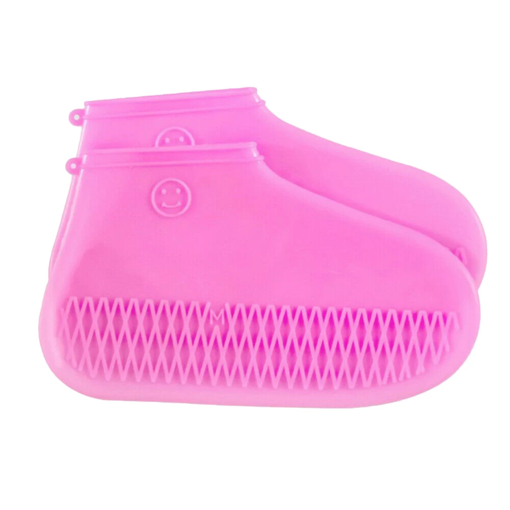1 пара силиконовые многоразовые непромокаемые сапоги защитная обувь AIC88 - Цвет: Розовый
