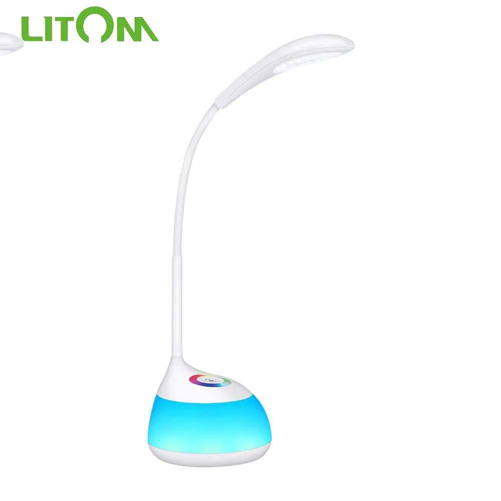 LITOM HM286 Adjustable RGB LED Desk Lamp 360 Degree Table Reading Lights 3 Adjustable Brightness With Touch Control For Home