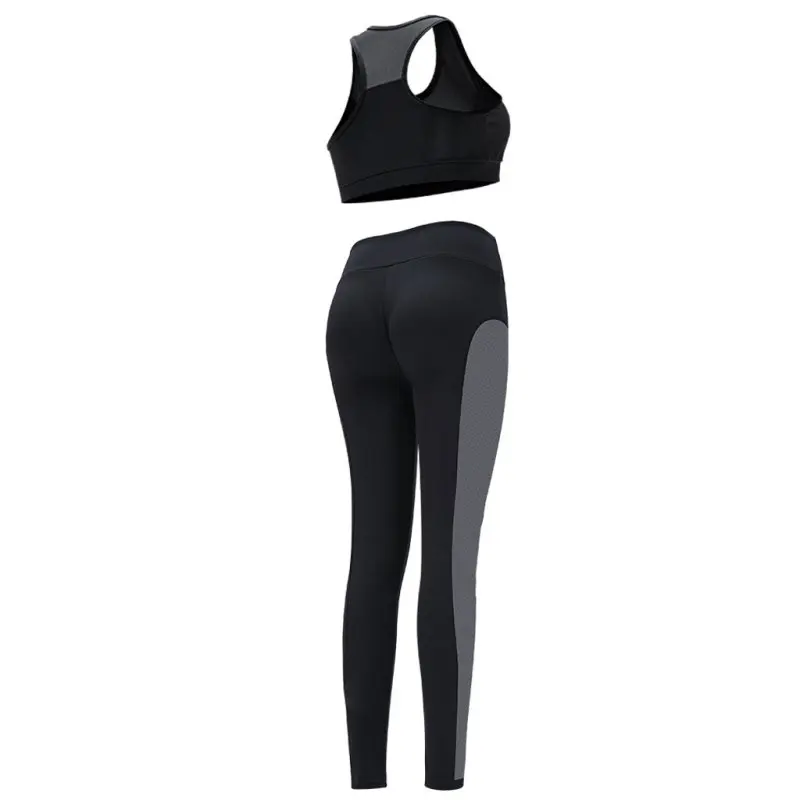 Перспективная строчка Сексуальная Kleding Strak фитнес Sportpak Спорт Йога фитнес жилет без косточек бюстгальтер+ брюки комплект сетка