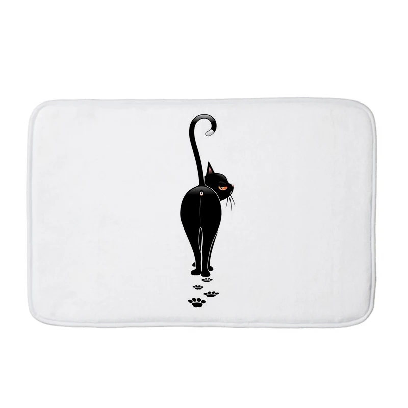 Black Cat Pet Digital Printing Bedroom Room Bathroom Doormat kitchen Carpets Non-slip Colorful Flower Floor Mat mat228