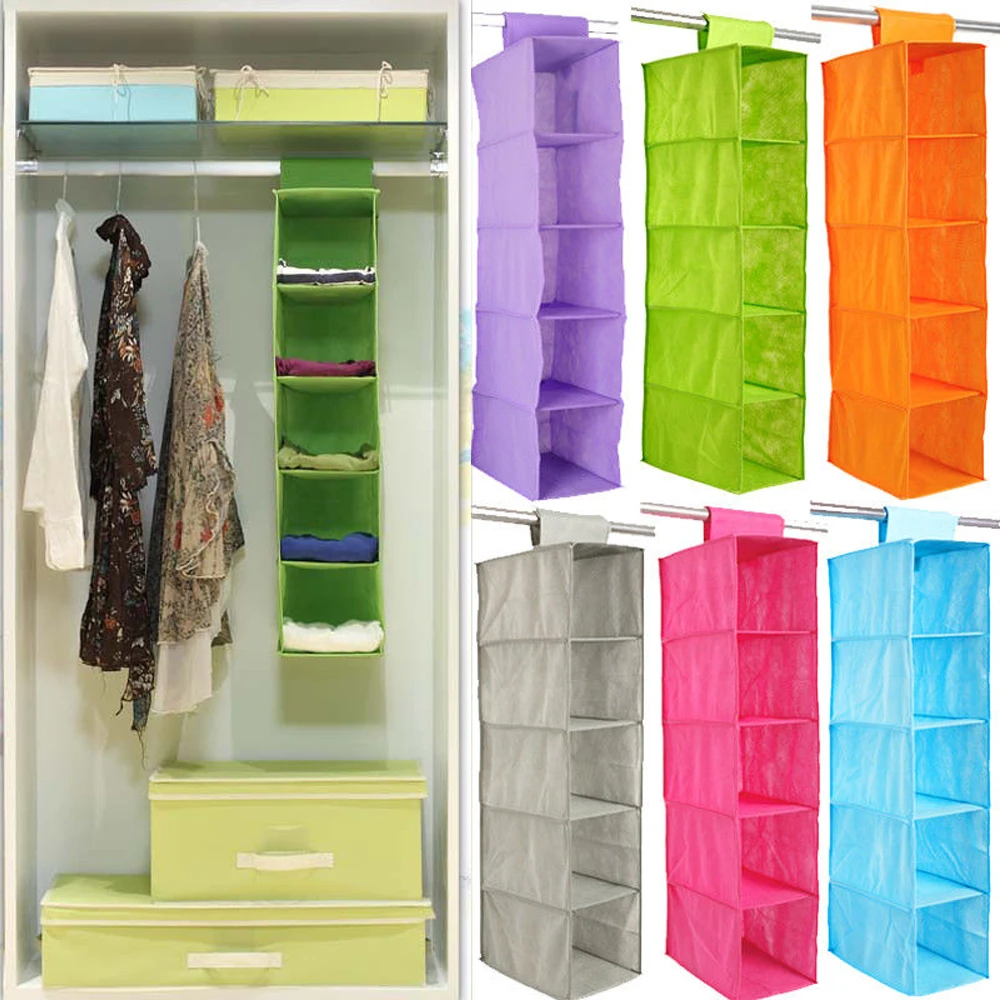 Складной нетканый шкаф для одежды подвесной органайзер для хранения одежды вешалки 5 сетки