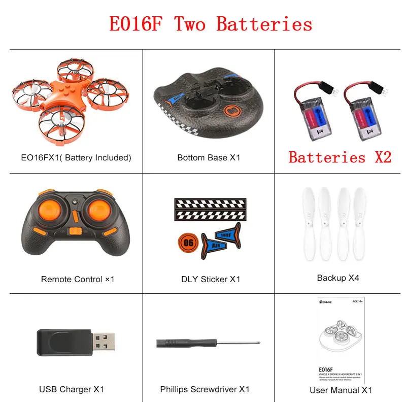Eachine E016F 3-в-1 ЕНП Летающий воздушный лодка Land режим вождения Съемный один ключ возврата RC Квадрокоптер RTF - Цвет: Two Batteries