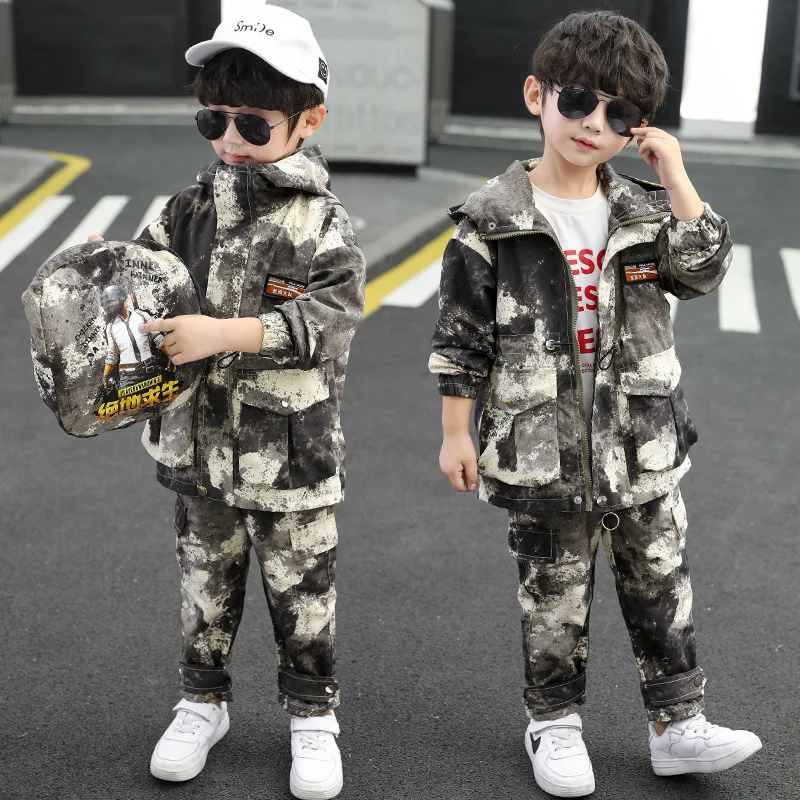 

BOY'S Suit 2020 BOY'S Camouflage Trench Coat Set Big Boy Two-Piece Set Desert Storm Pattern Chicken Set