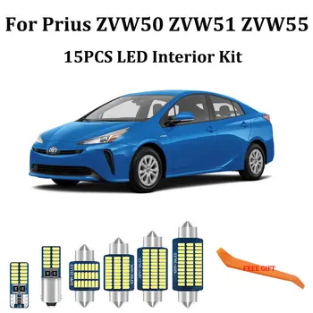 

15Pcs White Canbus led Car interior lights Kit for Toyota Prius 50 ZVW50 ZVW51 ZVW55 led Dome Map Door Trunk lights 2016 - 2020