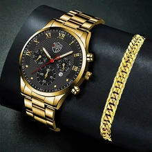 

Men Business Sport Watches Stainless Steel Quartz Wrist Watch Mens Luminous Casual Calendar Date Clock Male Watche Gold Bracelet
