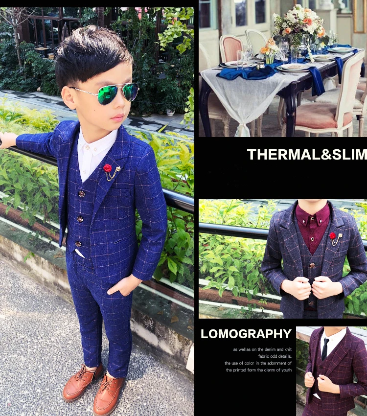 Dollplus/ Детский костюм для мальчиков детские официальные костюмы для свадьбы костюм для мальчиков на свадьбу Infantil блейзер+ жилет+ штаны