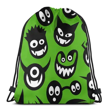 

New beam mouth backpack Drawstring Drawstring Funny Monster Heads bag Unisex fashion bag