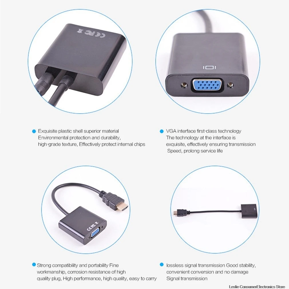 1080P адаптер hdmi-vga цифро-аналоговый конвертер кабель для Xbox PS4 ПК ноутбука ТВ коробка для проектора Displayer HD tv