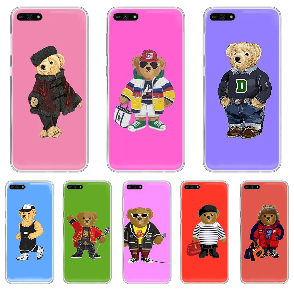 fashion personality Bear prime funda Transparent Phone Case hull For HUAWEI honor mate 7A 8S 8X 9 9X 10 20 30 pro lite | Мобильные