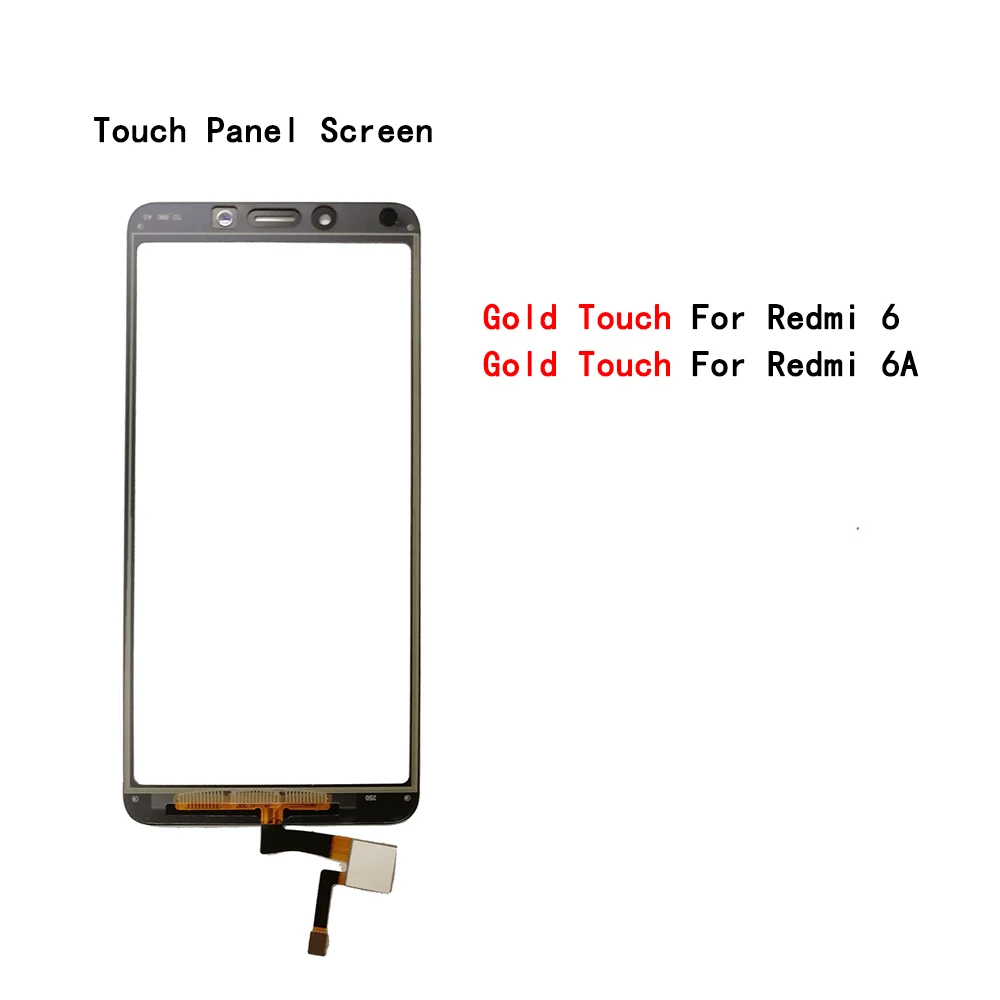 Gold touch panel Для Xiaomi Redmi 6/6A 5,4" сенсорный экран замена сенсорной панели аксессуары для телефонов Переднее стекло части для Xiaomi Redmi6 6A - Цвет: Gold touch panel
