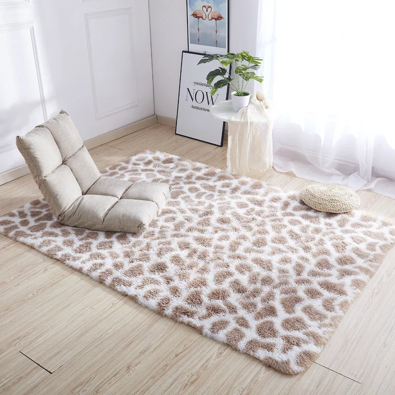 Tie-dye bedside mat thicken balcony coffee table blanket encryption plus soft color solid floor mat living room leopard carpet