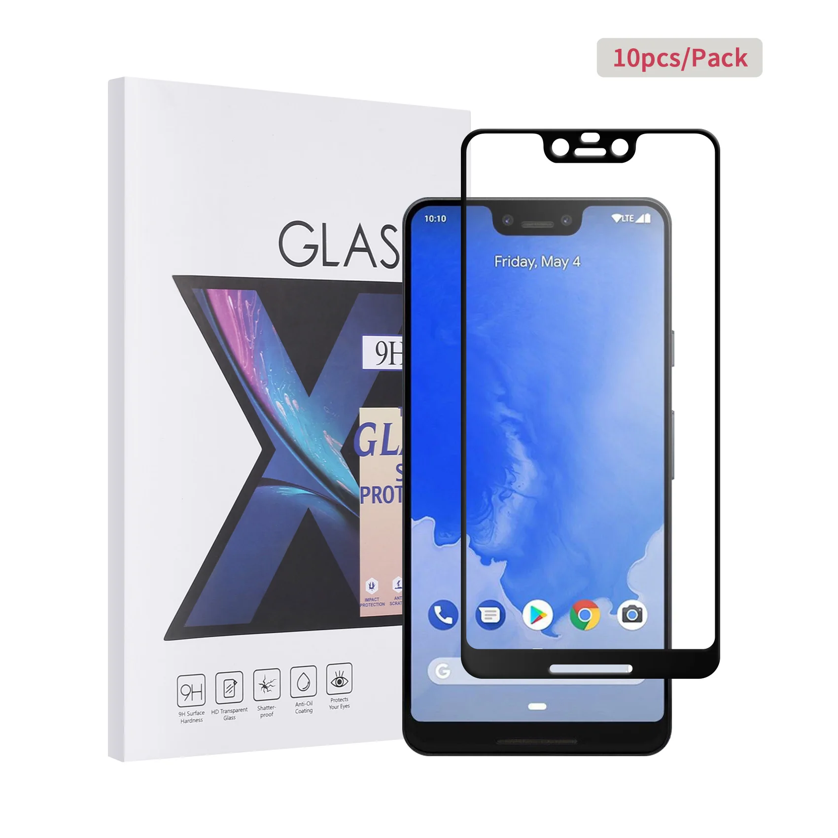 10pcs Latest Screen Protector for Google Pixel3XL tempered glass film 9H high hardness [Lastest curved edge]