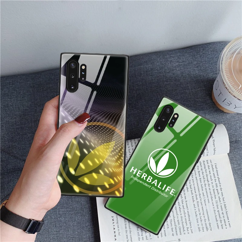 Чехол из закаленного стекла для телефона samsung Galaxy S8 S9 S10 S10E S105G Note 9 10 Plus 5G Силиконовый мягкий чехол Herbalife