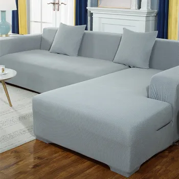 

Plush Fabric Sofa Cover Velvet Cloth Thick Slipcovers Keep Warm Sofa Covers Funiture Protector Polyester Dust-proof Solid Gray