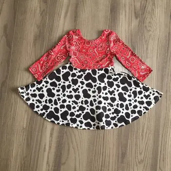 

girlymax baby girls fall dress girl milk cow print dress kids red dress