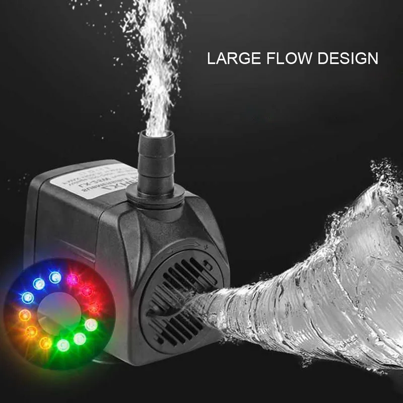 

Submersible Water Pump With LED Light Ultra-Quiet Water Fountain Pump Filter Aquarium Water Pump Tank Fountain for Fish Tank