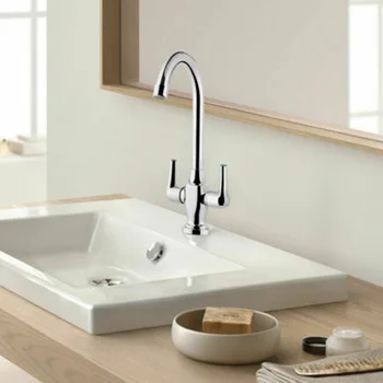 

Dual Lever Tap Modern Kitchen Sink Mixer Taps Dual Lever Swivel Spout Tap Chrome Faucet Bathtub Shower Mixer Faucet