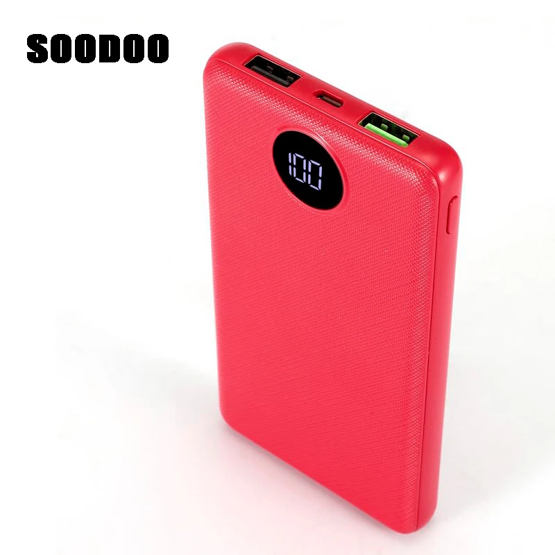 SOODOO 10000 мАч Внешний аккумулятор для IPhone Samsung Xiaomi Powerbank 2 USB быстрая зарядка внешний