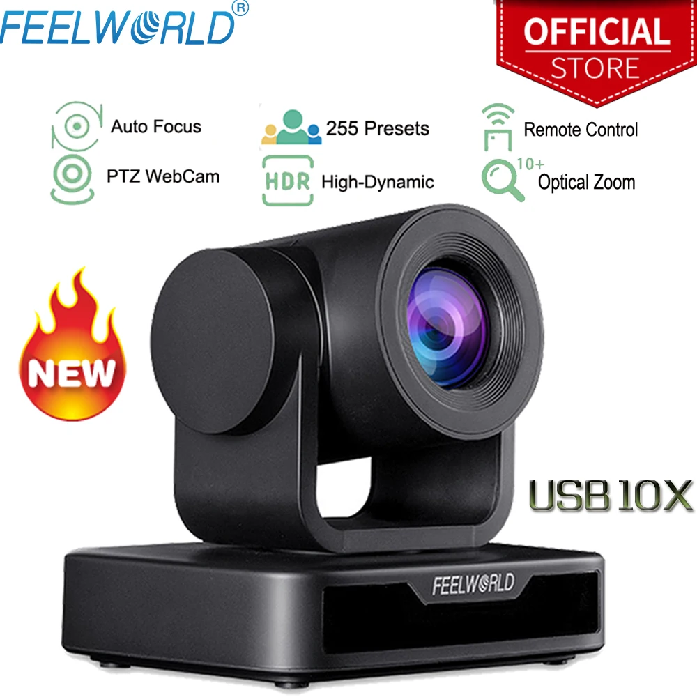 

FEELWORLD USB10X PTZ Video Conference Camera With 10X Optical Zoom USB 2.0 Full HD 1080P Live Streaming Support Skype MSN Lync
