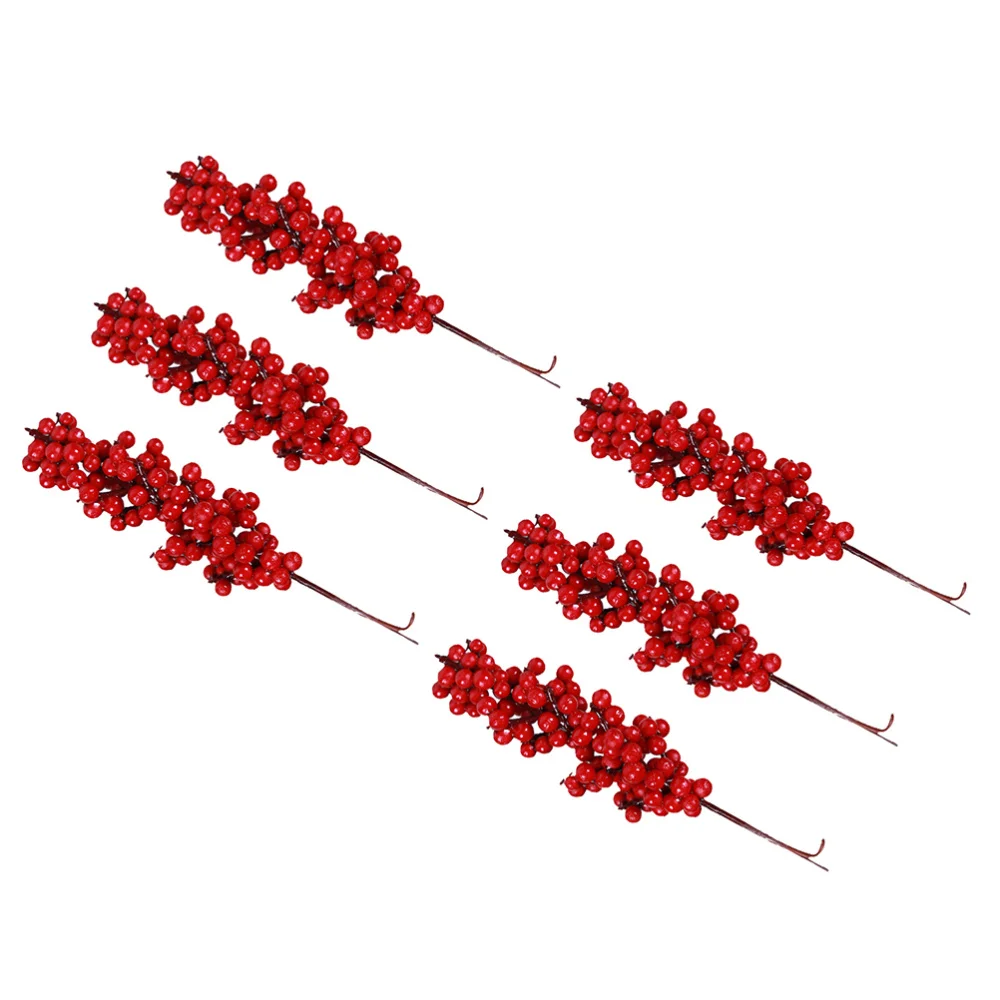 

6pcs Red Berries Creative Exquisite Practical Xmas Berries Decoration for School Christmas Shop