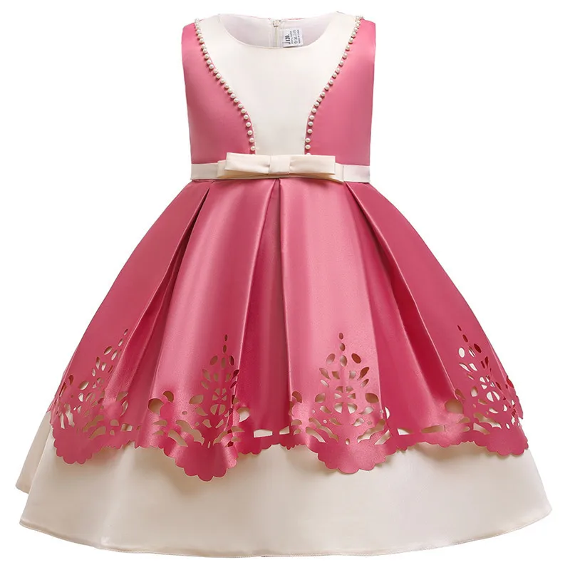 Вечернее платье принцессы с бантом и бусинами для маленьких девочек на свадьбу; Детские платья для маленьких девочек; одежда для детей