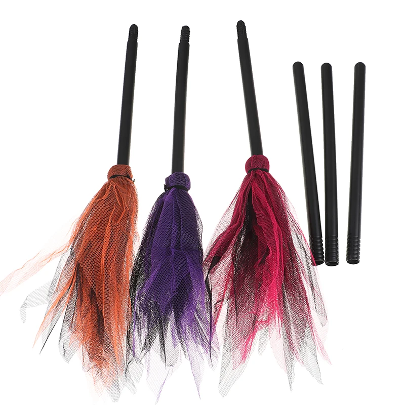 Halloween Witch Broom Plastic Broom Props For Costume Party Halloween Decoration