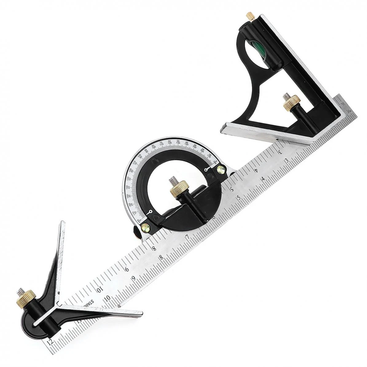 12" 300mm Combination Square & Protractor Level Adjustable Measure Measuring Set 12" 300mm Combination Square & Protractor Level Adjustable Measure Measuring Set