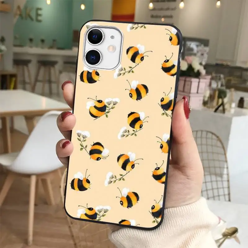 13 pro max case Bee Art Print cute cartoon floral Phone Case for iphone 13 8 7 6 6S Plus X 5S SE 2020 XR 11 12 mini pro XS MAX best case for iphone 13 pro max